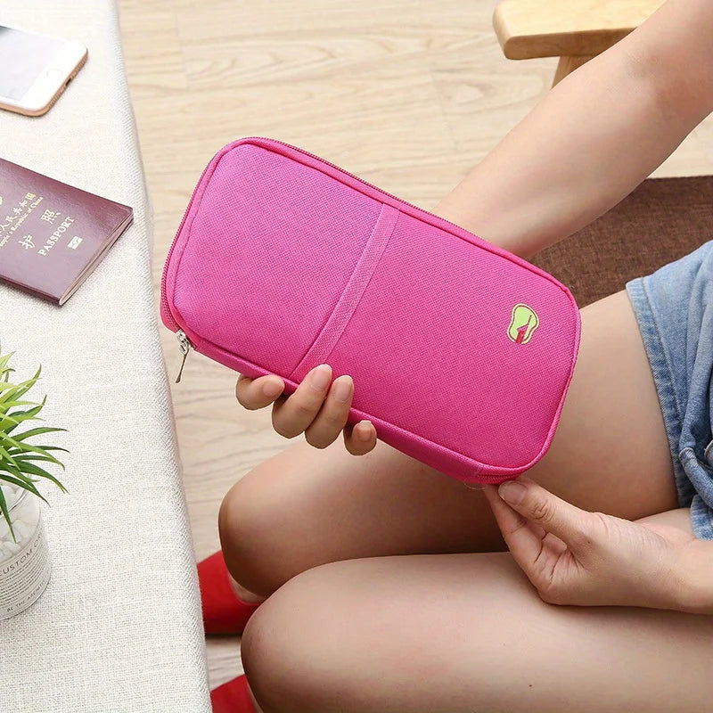Travel Wallet & Organizer — Passport, Credit Card, Cash, and Document Holder Multifunction Purse Clutch Storage Bag