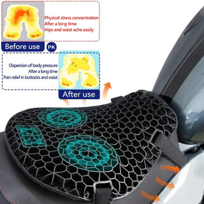 Motorcycle Air Seat Cushion – Shock Absorbing Pressure-Relief Saddle Cover for Cruiser & Sports Bike Travel Comfort