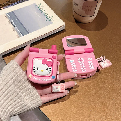 3D Hello Kitty AirPods Case – Cute Soft Protective Cover with Pendant for AirPods 1, 2, 3, 4 & Pro 2 Wireless Earphones
