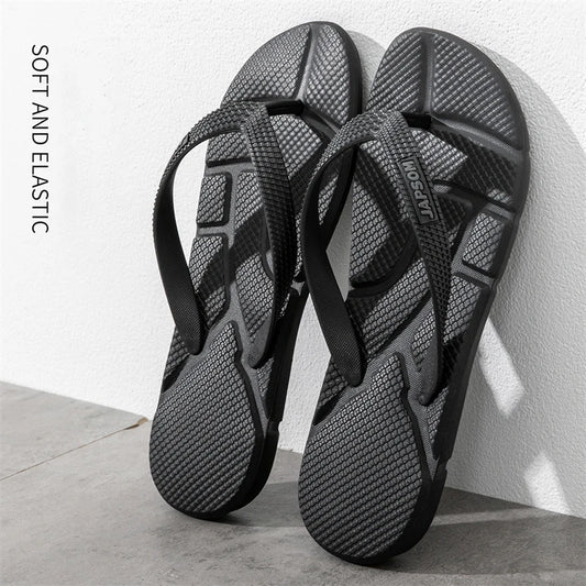 Men’s Black Massage Flip Flops – Big Size 50 Non-Slip Casual Beach Slides, Fashion Comfort Slippers for Outdoor & Home Use