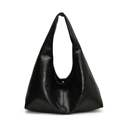 Women’s Large Black Hobo Shoulder Bag – Soft Leather Crossbody Shopper Tote Handbag for Travel & Everyday Use