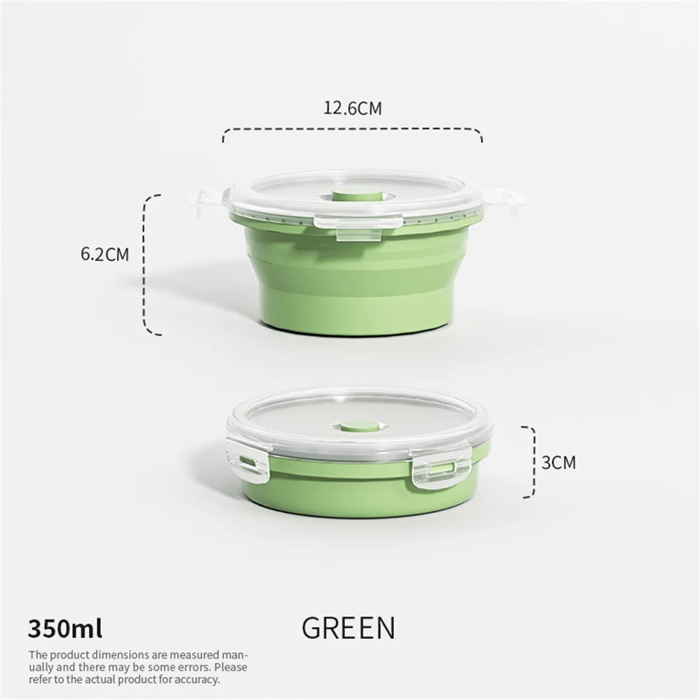 Collapsible Silicone Food Storage Container - Portable Lunch Box with Lid for Microwave & Freezer Use