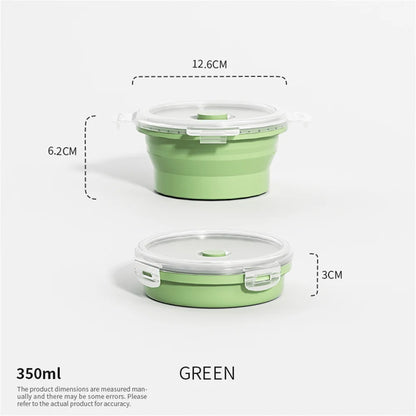Collapsible Silicone Food Storage Container - Portable Lunch Box with Lid for Microwave & Freezer Use