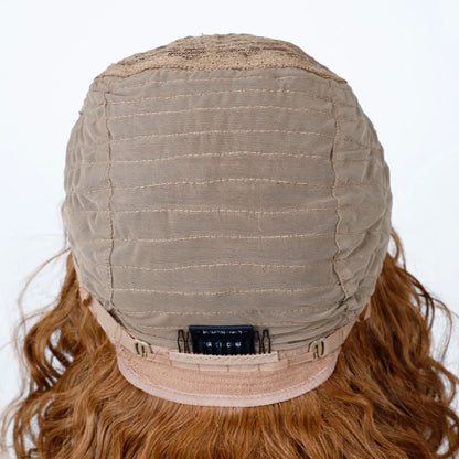 Honey Curly Bob Human Hair Wig — Side Part Pre-Plucked Glueless Brown & Blonde Curly Wig with Fringe Bangs