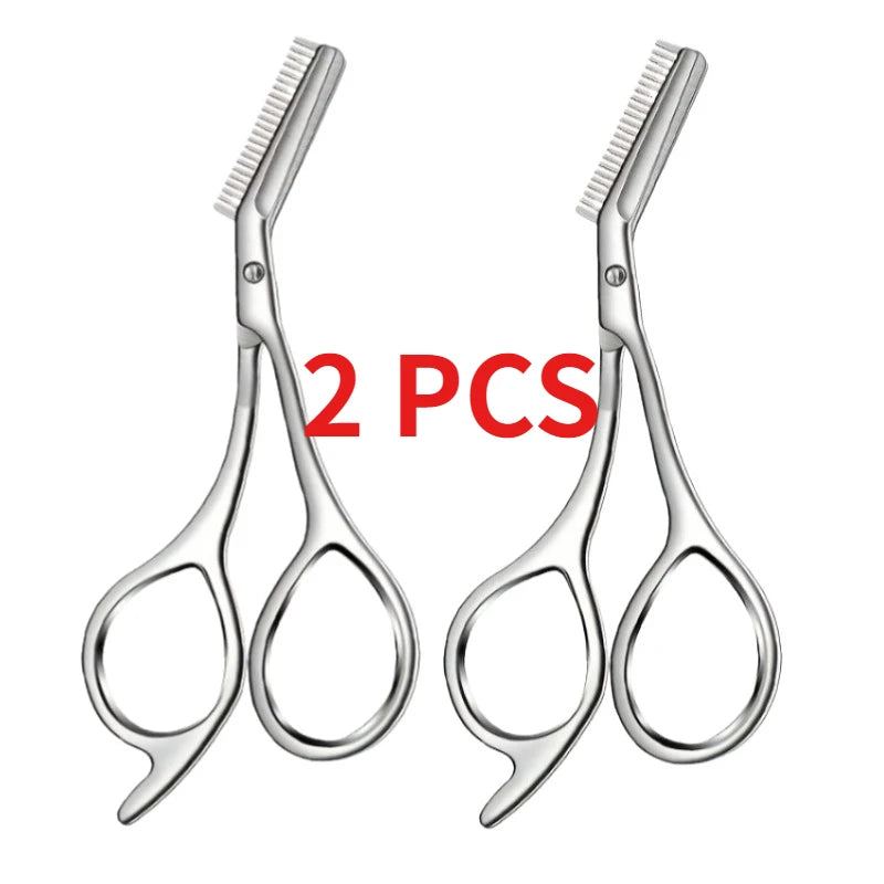 Professional Stainless Steel Eyebrow Scissors with Comb - Hypoallergenic Ergonomic Precision Grooming Tool