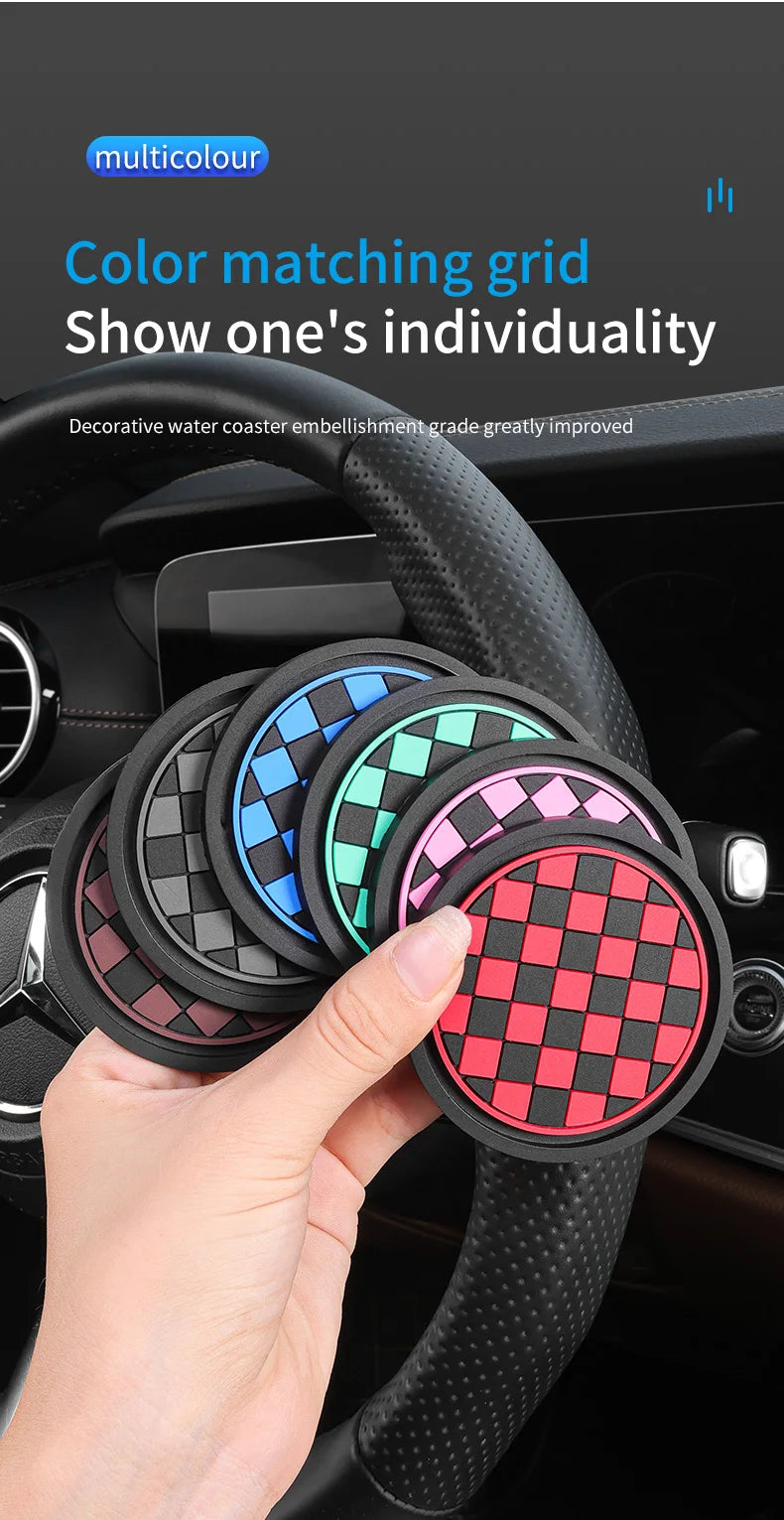 2pcs Car Cup Holder Anti-Slip Coasters — Premium PVC Universal Fit, Interior Accessories for Most Vehicles