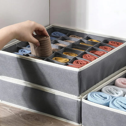 Foldable Underwear & Sock Organizer Box – Wardrobe Drawer Storage Divider for Bras, Pants, Scarves & Ties Closet Organizer