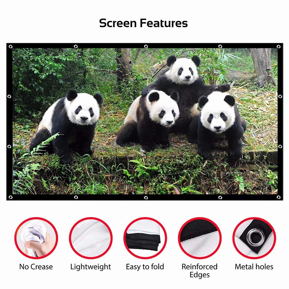 Portable Projector Screen 60–150 Inch - 16:9 Outdoor Movie & Home Theater Screen