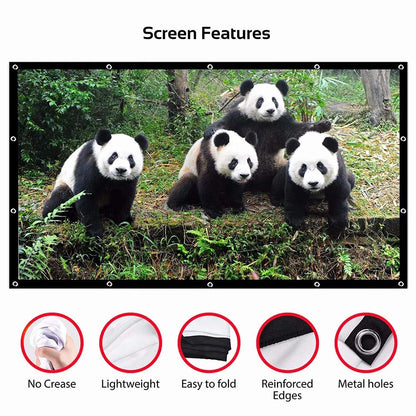Portable Projector Screen 60–150 Inch - 16:9 Outdoor Movie & Home Theater Screen