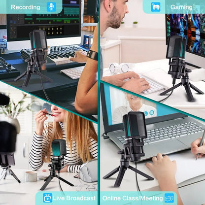 Zealsound RGB Recording Microphone - USB Condenser Mic with Articulated Arm & Tripod for Gaming, Podcasting, and Streaming on YouTube