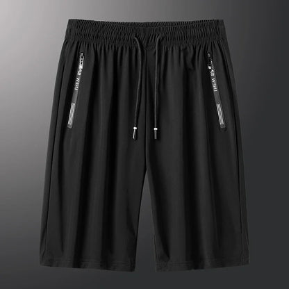 Men's Plus Size Casual Shorts – 6XL-7XL Stretchy Ice Silk Gym & Beach Shorts, Quick Dry & Breathable Summer Pants