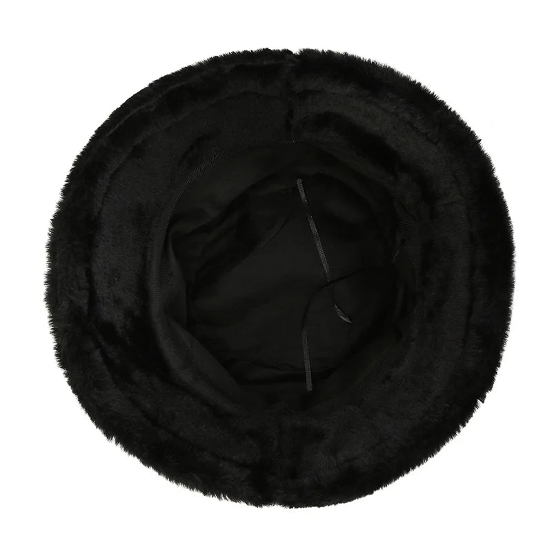 Women's Thick Warm Bucket Hat - Solid Color Fisherman Cap for Autumn and Winter, Stylish Outdoor Wear