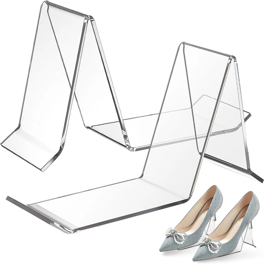 2PCS Acrylic Shoe Display Stands – Sandal & Sneaker Racks, Transparent Shoe Support Holders for Store or Home