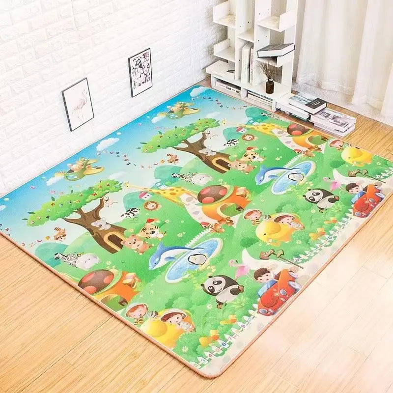 Double-Sided Baby Play Mat - Soft Animal-Themed Educational Rug for Toddler Crawling, Floor Play, and Sensory Activities