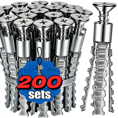 Hollow Wall Expansion Screw Kit - Metal Anchors with Self Tapping Screws for 6/8mm Pipe Drilling & Fastening