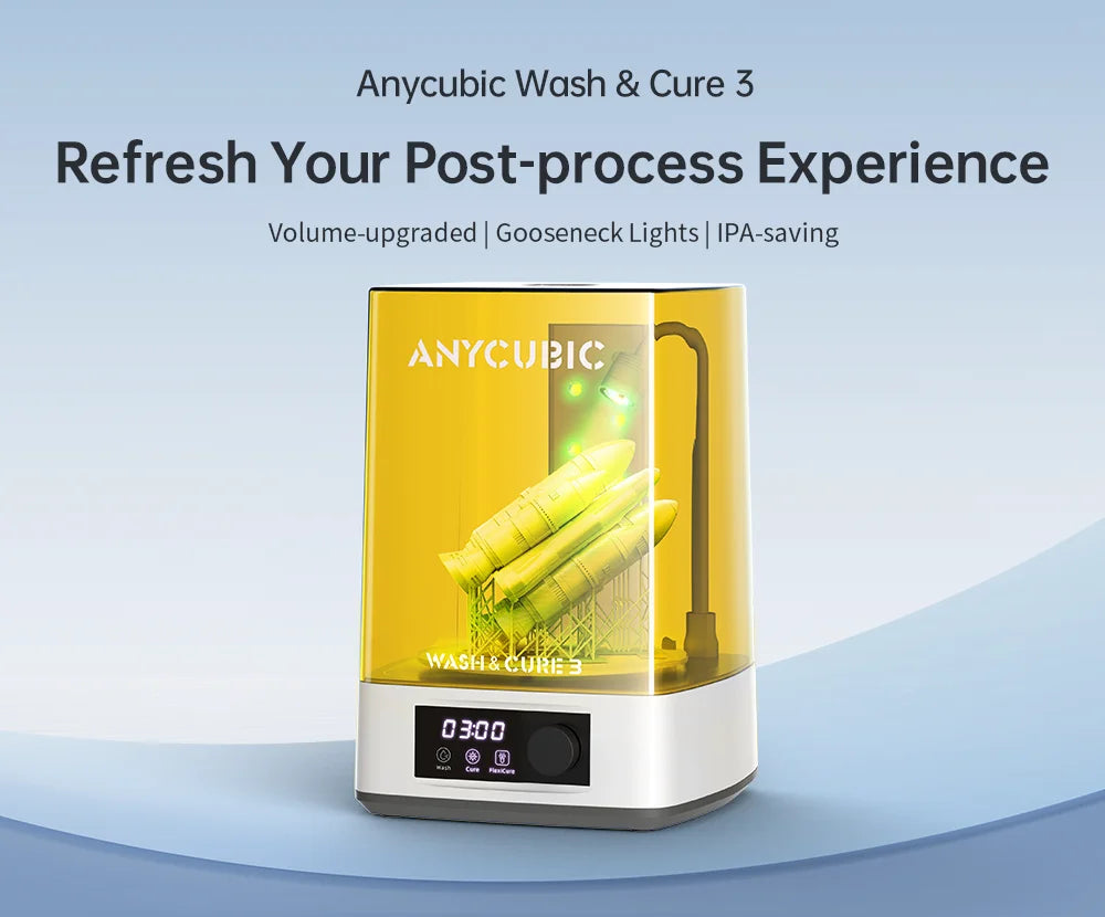 ANYCUBIC Wash & Cure Machine – 3-4L Large Volume for LCD/DLP Resin 3D Printers, Compatible with Photon Mono 2