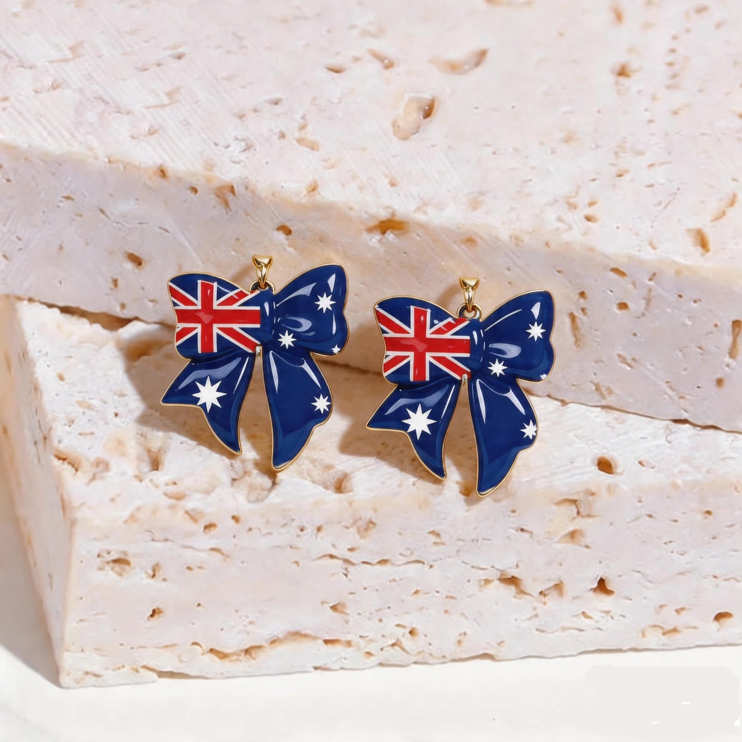 4th of July Patriotic Flag Earrings - Red White Blue American Dangle Jewelry Gift for Women
