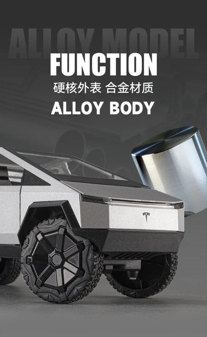 1:24 Alloy Diecast Mini Pickup Truck Model – Tesla Cybertruck Metal Toy for Boys, Kids’ Birthday & Collectible Gift