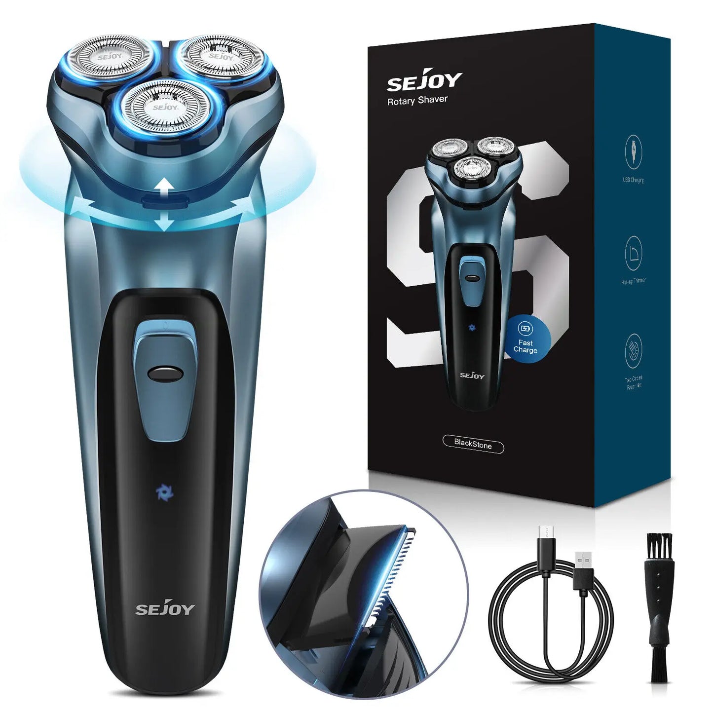 Sejoy Electric Razor for Men – 3-Blade Foil Shaver with 7500 RPM High-Speed Motor & Digital Power Display
