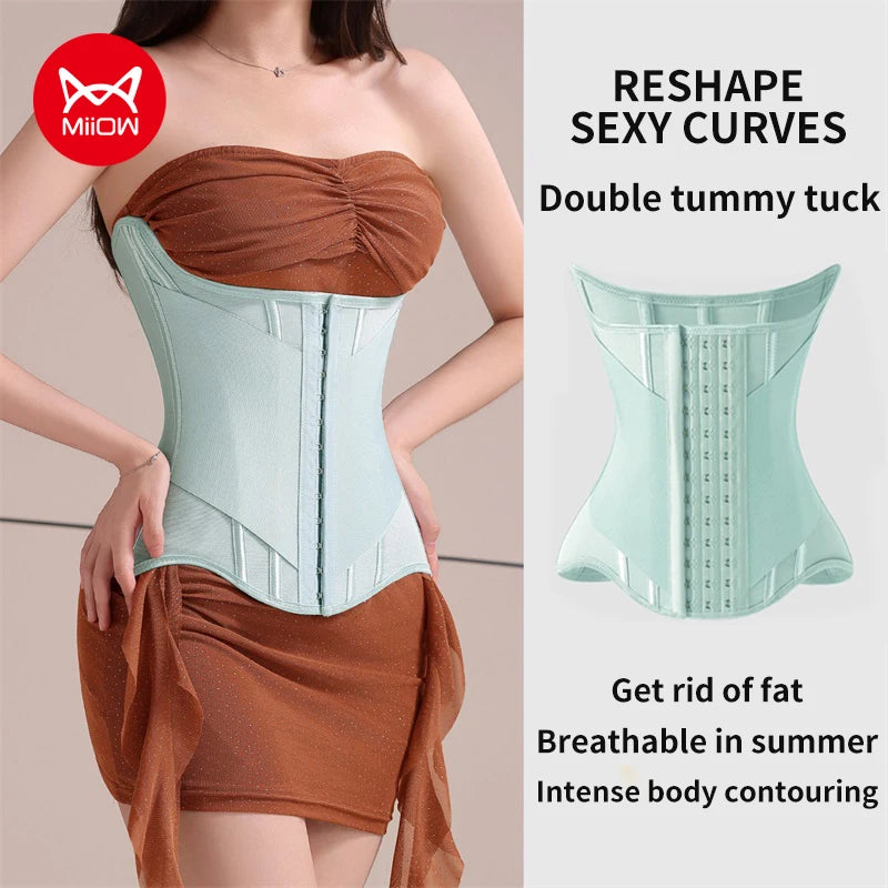 MiiOW U-Shaped Women’s Waist Trainer Corset – Buttoned Steel Bone Shaper for Breast Lift & Slimming Shapewear