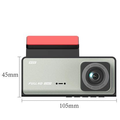 HD 1080P Car Dash Camera – 3-Channel Front, Inside & Rear View Recorder with Night Vision, Loop Recording, Black Box