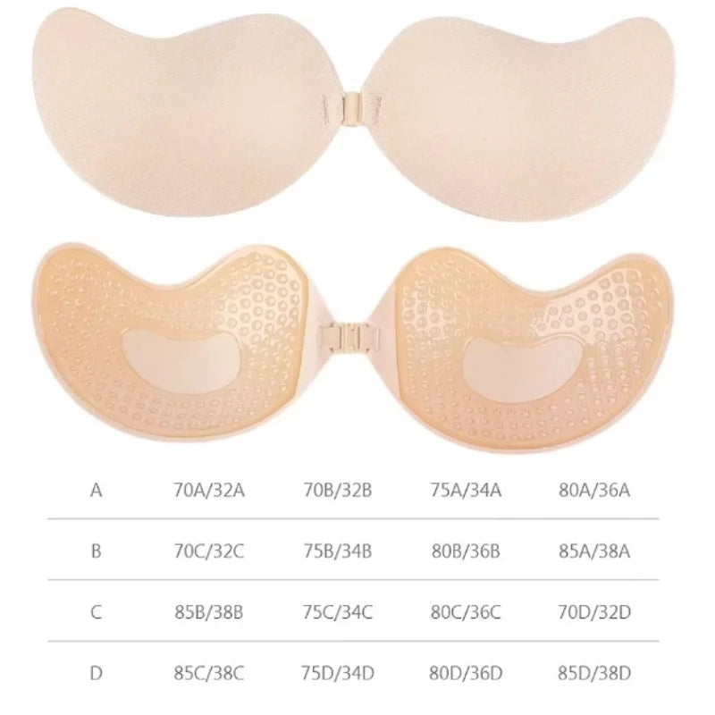 Invisible Strapless Adhesive Stick Bra – Seamless Silicone Push-Up Breast Tape, Nipple Covers & Bralette Pasties for Women