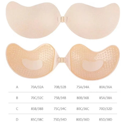 Invisible Strapless Adhesive Stick Bra – Seamless Silicone Push-Up Breast Tape, Nipple Covers & Bralette Pasties for Women