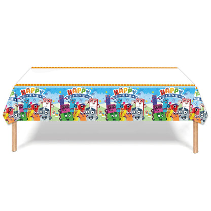 Number Birthday Building Blocks Party Decorations Set – Tablecloth, Banner, Balloons & Cake Topper for Kids & Baby Shower Supplies