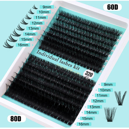 Individual Cluster Lashes – 20-100D Natural Look DIY Eyelash Extensions, 280pcs Mixed Tray Volume Lashes