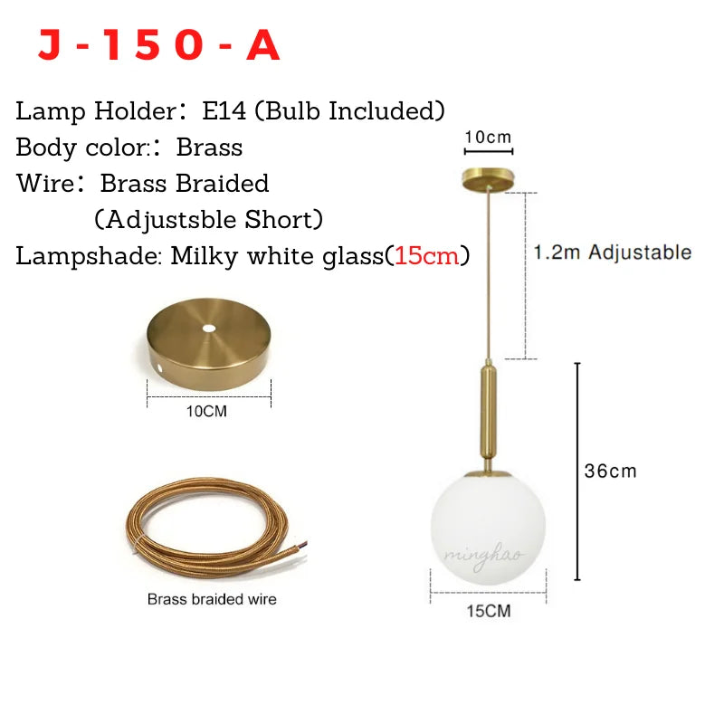 XCLuuHY Nordic Pendant Light - Modern Glass Ball Hanging Lamp for Living Room, Bedroom & Dining Room Decor