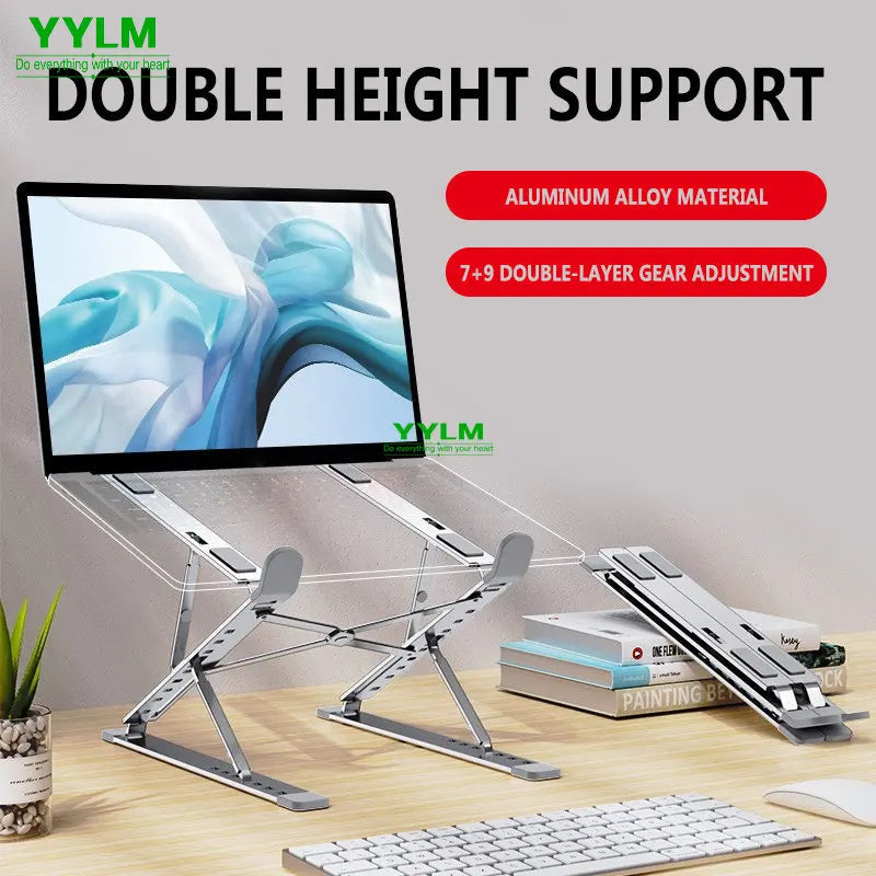 YYLM N8 Aluminum Laptop Stand - Adjustable Foldable Portable Notebook Holder with Cooling Support for MacBook & Laptops