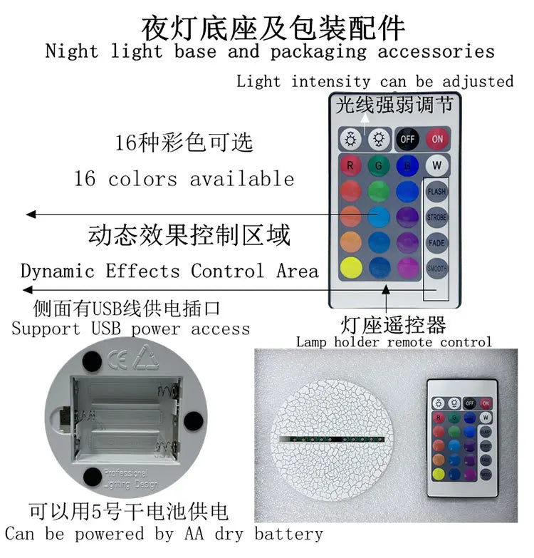 K-Pop Demon Hunters LED Night Light – Zoe, Mira, Rumi, Saja 16-Color Remote Control