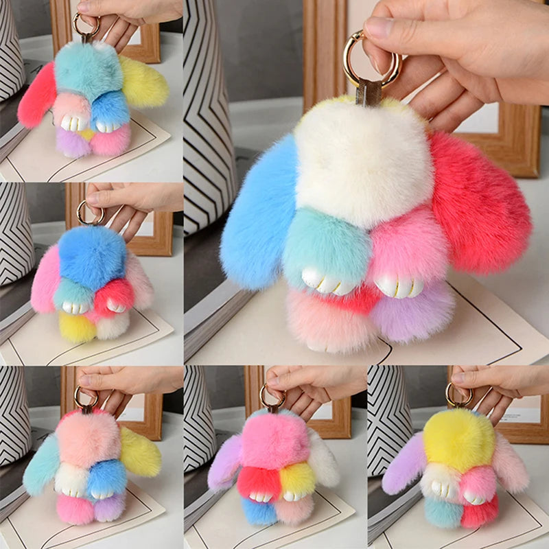 15cm Rabbit Fur Keychain - Soft Bag & Car Pendant Charm for Women, Jewelry Accessory Gift