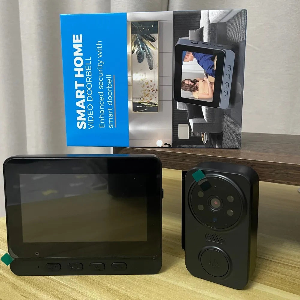 4.3" Wireless Video Doorbell — HD IPS Screen, 2.4G WiFi, Smart Intercom, Two-Way Talk, Night Vision