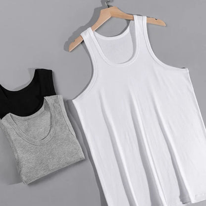 Men's Thin Cotton Vest – Solid Color, Slim Fit Sleeveless Shirt for Casual Wear, Fitness & All-Season Comfort