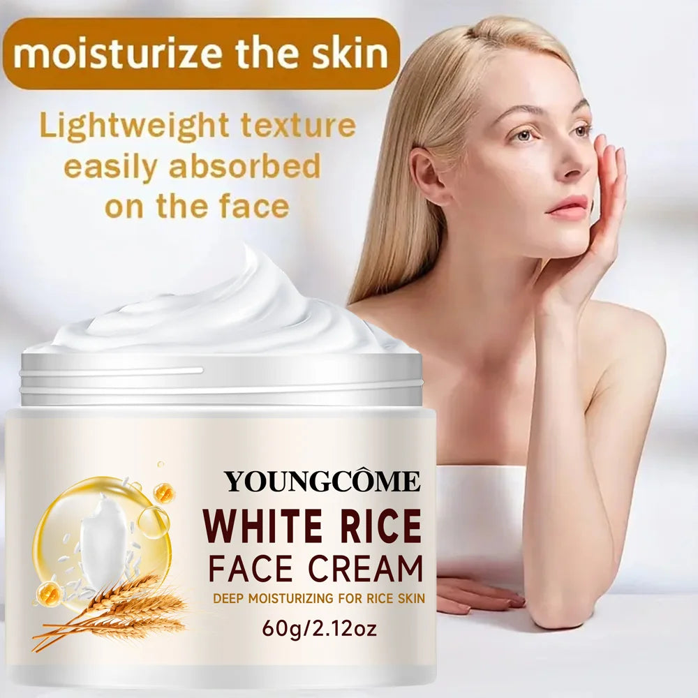 YOUNGCOME Rice Water Face Cream – Hydrating Moisturizer for Dry & Rough Skin, Improves Skin Texture & Smooths Complexion Skincare Cream
