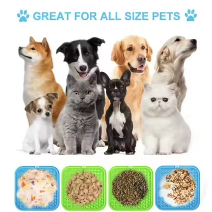 Pet Lick Silicone Mat for Dogs – Slow Feeder Plate, Dog Training Food Sucker, Bathing Distraction & Feeding Supplies