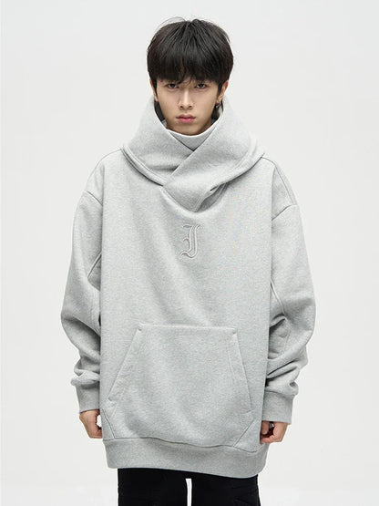 Autumn Ninja Streetwear Turtleneck Hoodie - Men's Embroidered Y2K Vintage Fleece Sweatshirt, Hip Hop Fashion