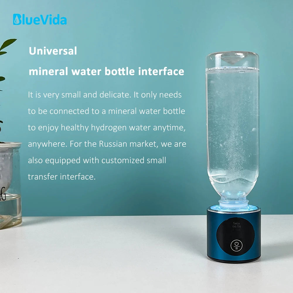 BlueVida 8th Gen Nano Hydrogen Water Generator Bottle - DuPont SPE/PEM Hydrogenator with H2 Inhaler & Touch Button