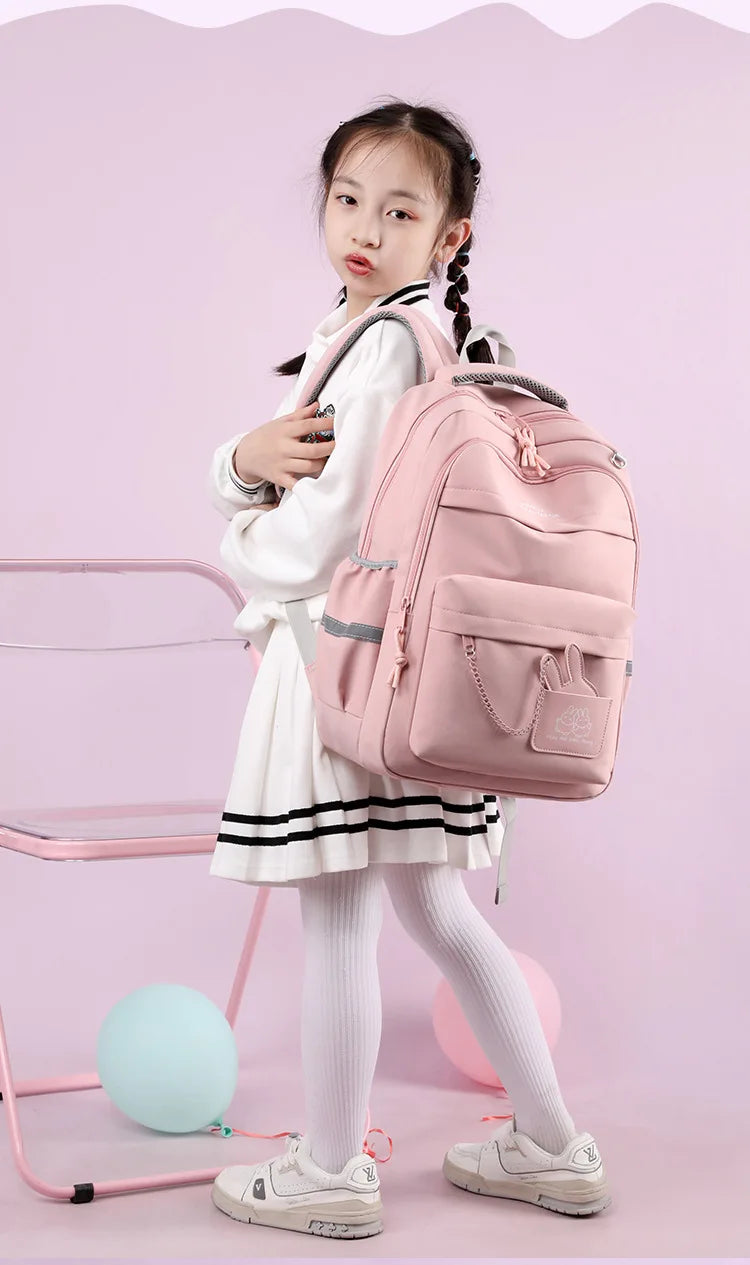 Girls’ School Backpack | Purple & Pink Large Capacity Bookbag for Kids, Primary Students Gift