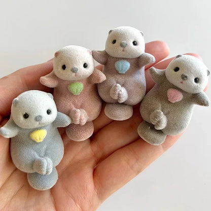 Genuine YELL Gashapon Capsule Toy – Kawaii Flocking Otter Figures for Kids, Desk & Collectible Decor