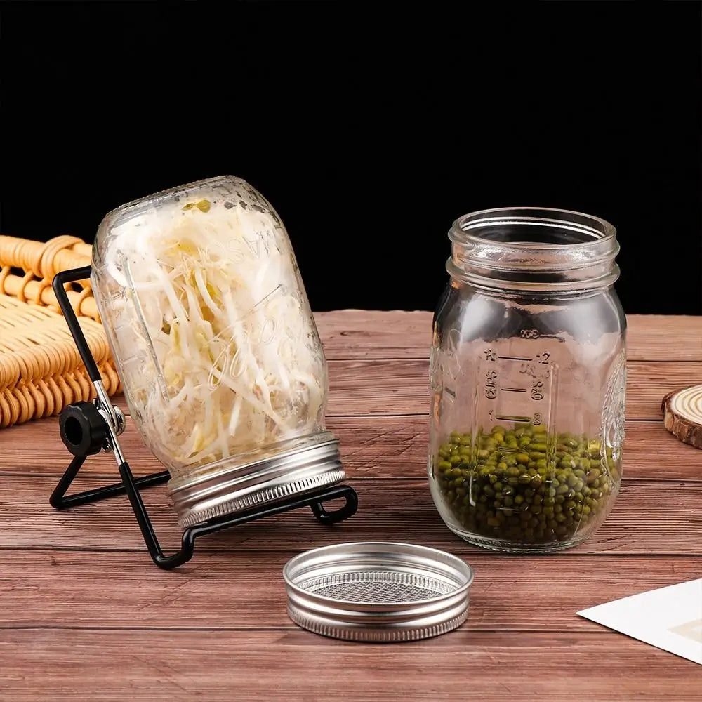 Sprouting Jars Growing Kit - 16/32oz Wide Mouth Mason Jars with Screen Lids for Indoor Seed Germination & Fresh Sprouts