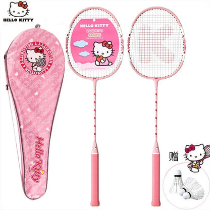 Hello Kitty Kawaii Anime Badminton Racket Set – Ultra-Light Durable Double Rackets, Cute Sports Gift