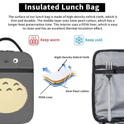 Totoro Miyazaki Anime Insulated Lunch Tote Bag – Portable Thermal Cooler for School & Office