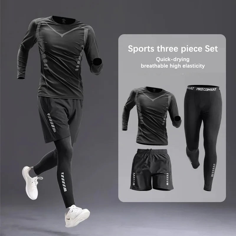 All-Season Men’s Sportswear 5-Piece Set — Tracksuit for Running, Cycling, Fitness & Hiking