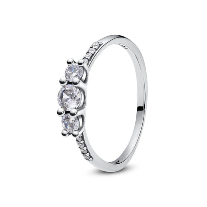 925 Sterling Silver Women’s Ring – Crown, Heart & Wishbone Design with Crystal, Rose Gold Engagement & Wedding Jewelry