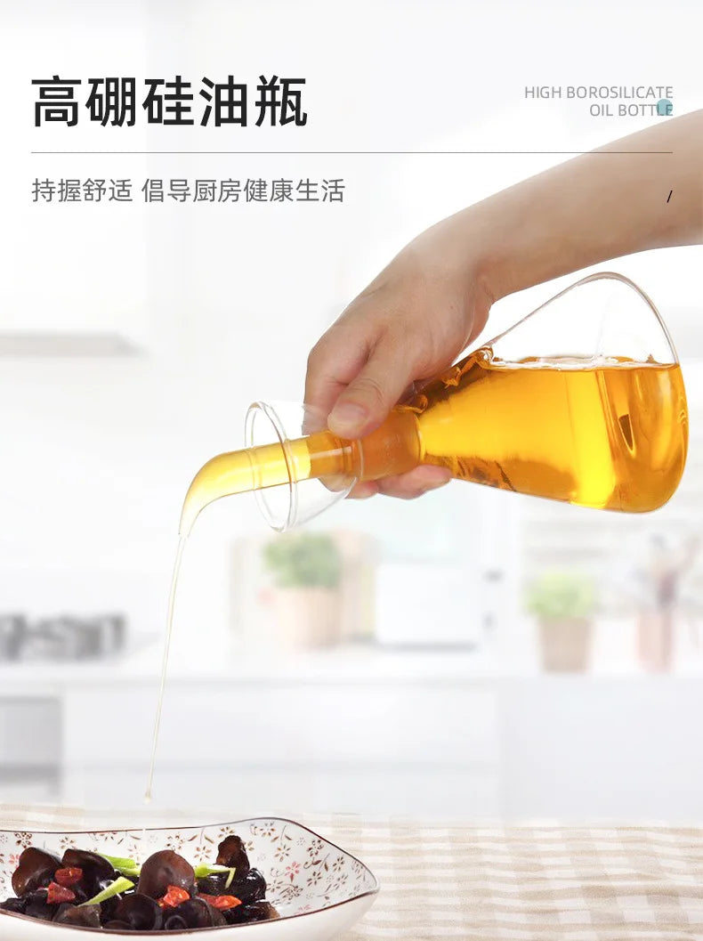 High Borosilicate Glass Oil & Vinegar Pot – Leak-Proof Kitchen Seasoning Bottle