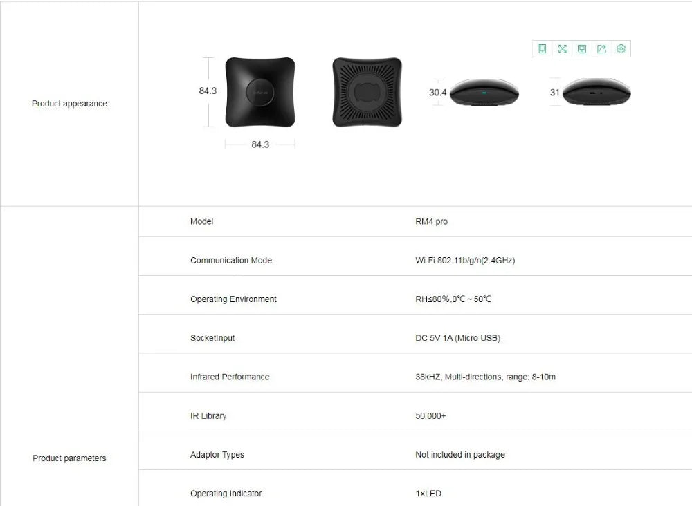 Broadlink RM4 Pro Universele Smart Remote – WiFi + IR + RF Schakelaar, Werkt met Alexa