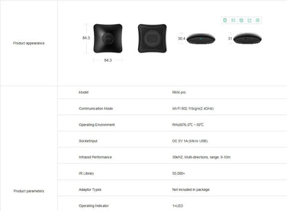 Broadlink RM4 Pro Universele Smart Remote – WiFi + IR + RF Schakelaar, Werkt met Alexa