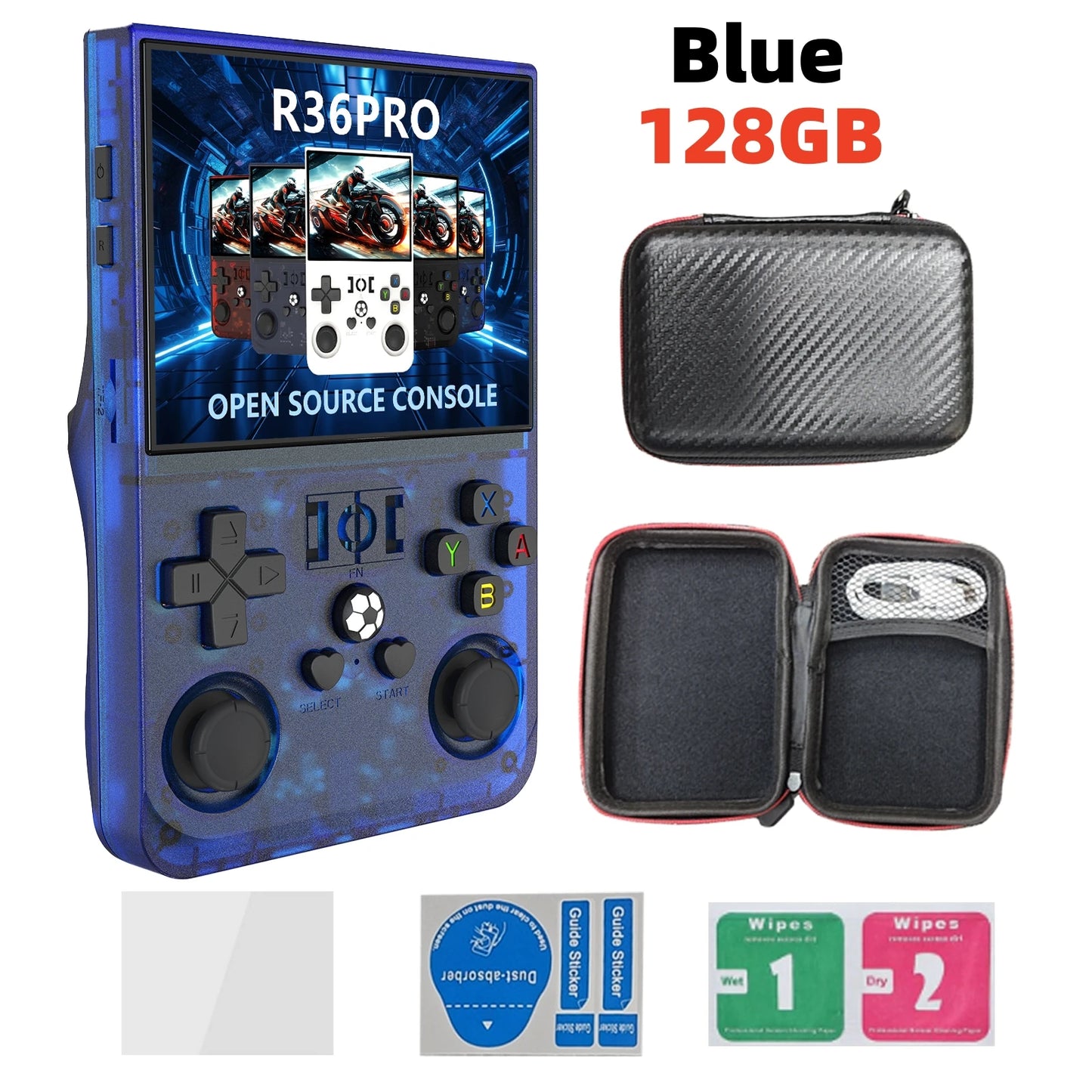 Open Source R36 PRO Retro Handheld Game Console 3.5" IPS Screen Linux Portable Player with 128GB Games